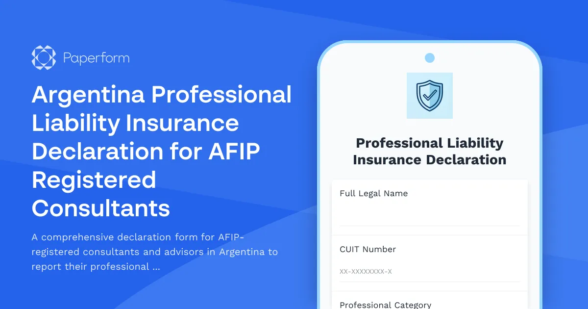 Argentina Professional Liability Insurance Declaration for AFIP Registered Consultants