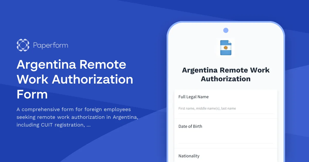 Argentina Remote Work Authorization Form