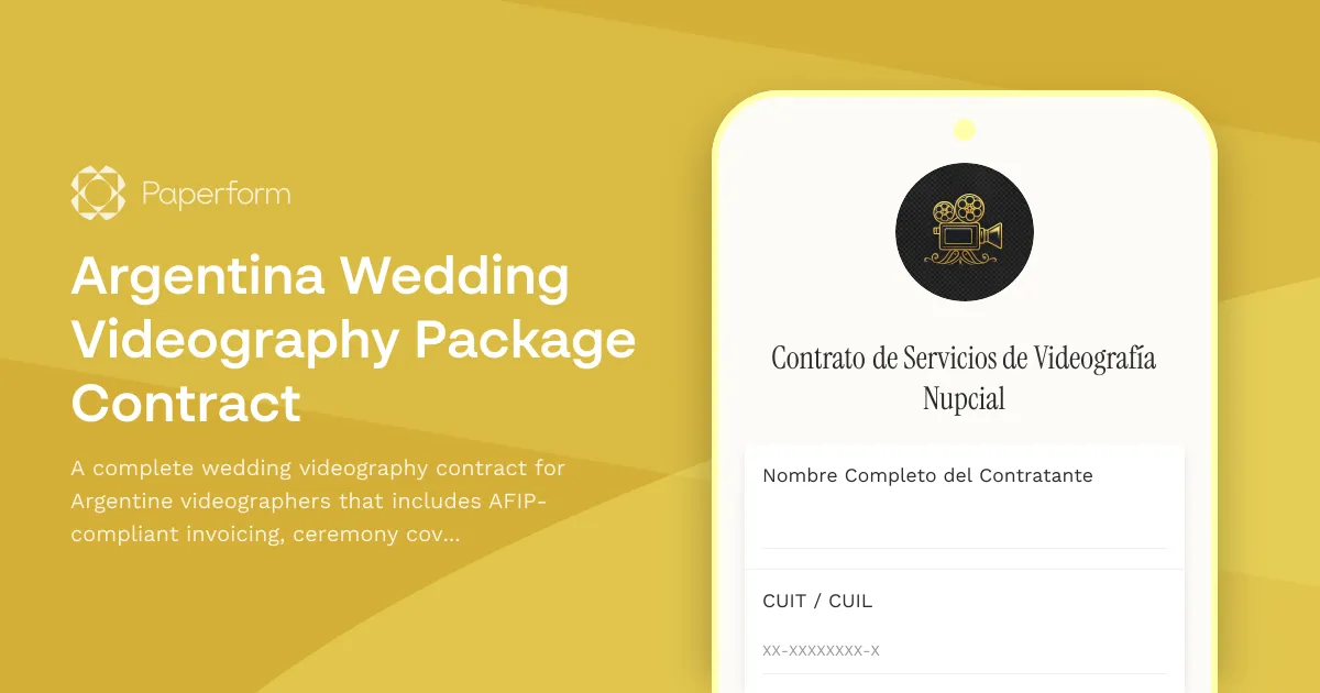 Argentina Wedding Videography Package Contract
