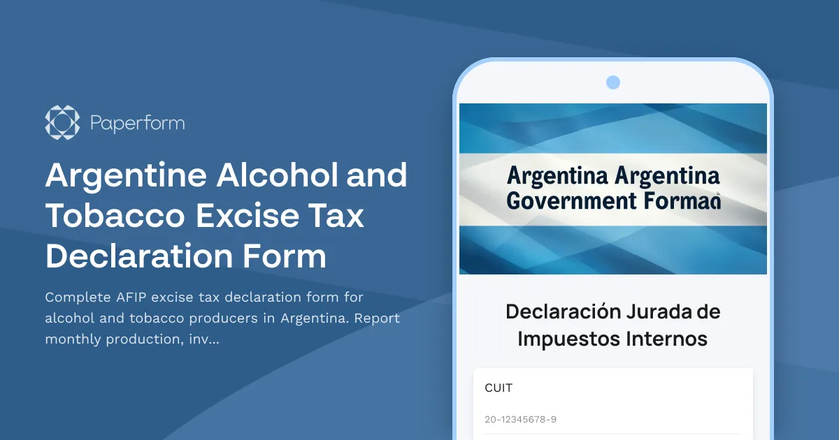 Argentine Alcohol and Tobacco Excise Tax Declaration Form