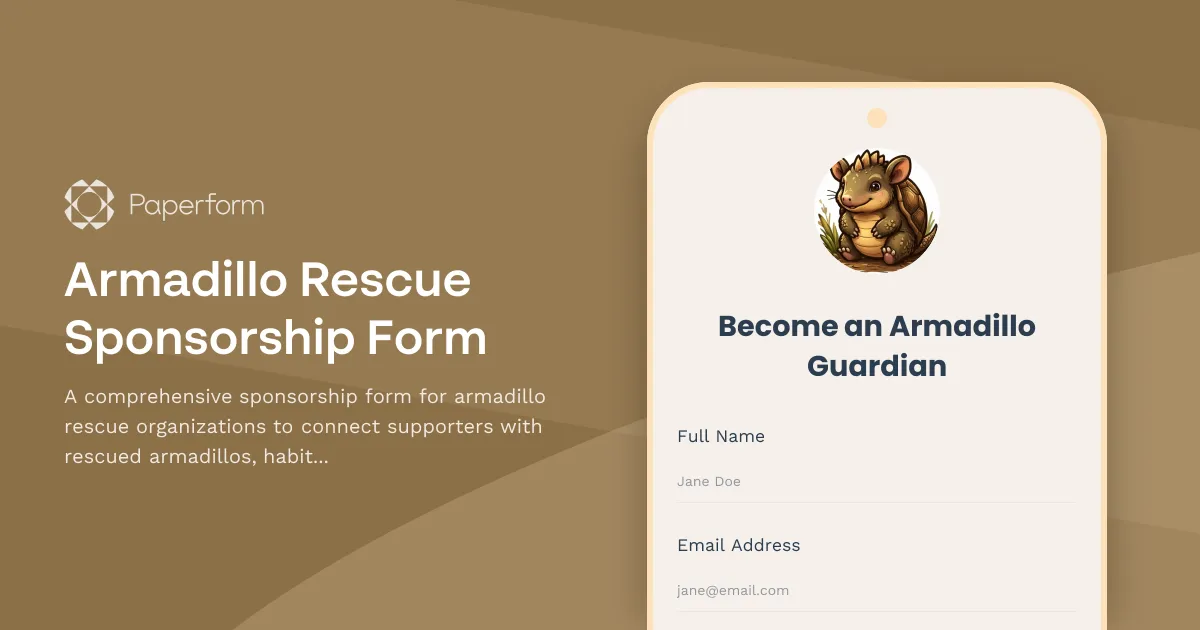 Armadillo Rescue Sponsorship Form