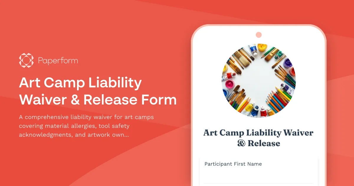 Art Camp Liability Waiver & Release Form