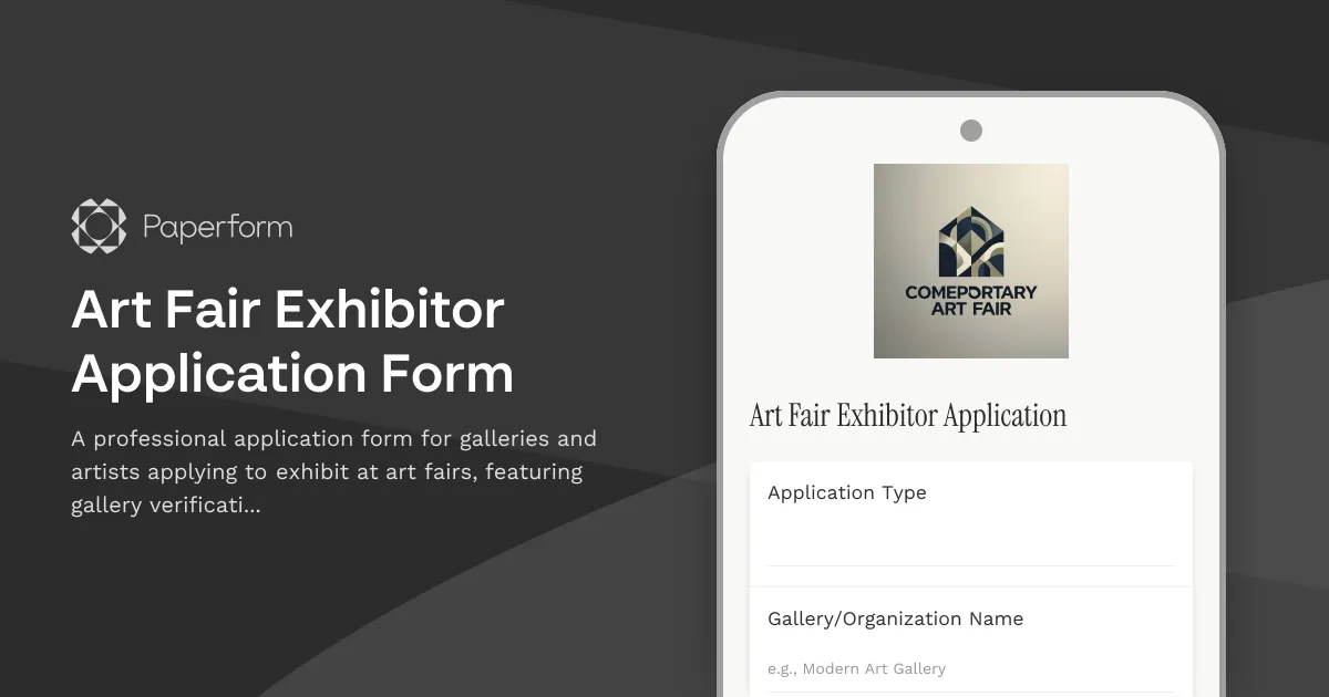 Art Fair Exhibitor Application Form