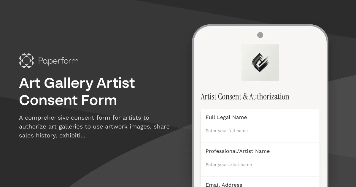 Art Gallery Artist Consent Form