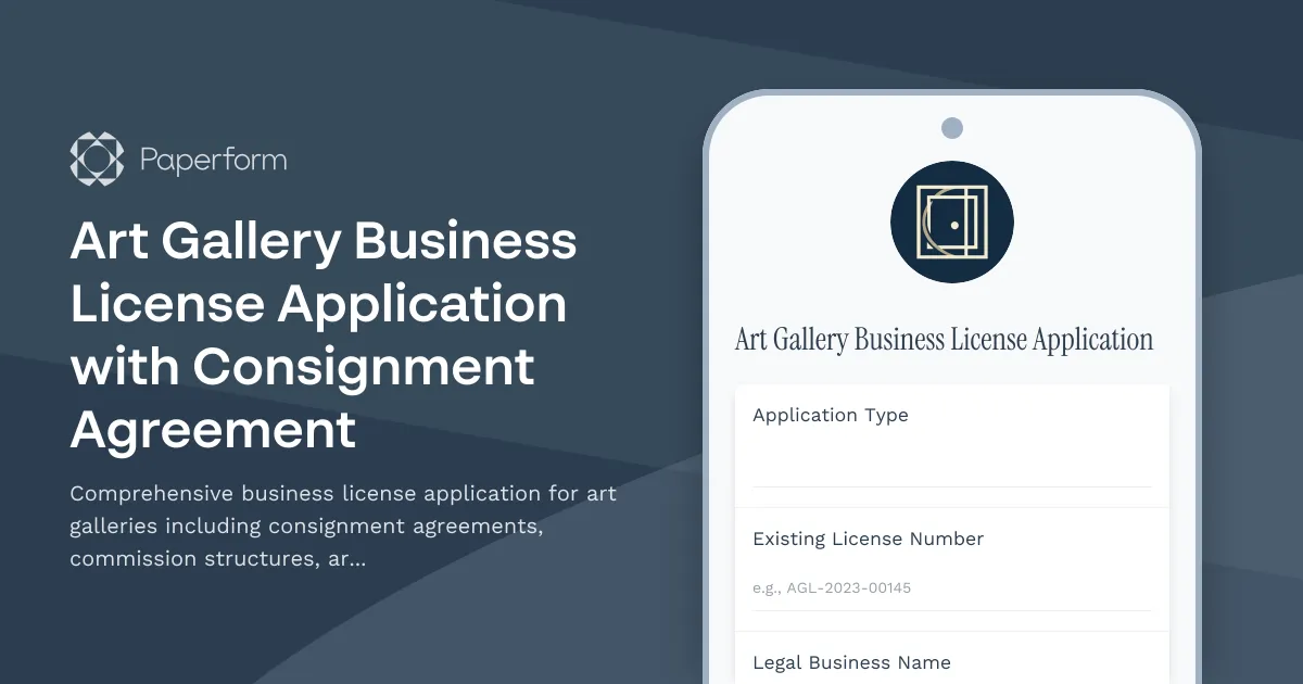 Art Gallery Business License Application with Consignment Agreement