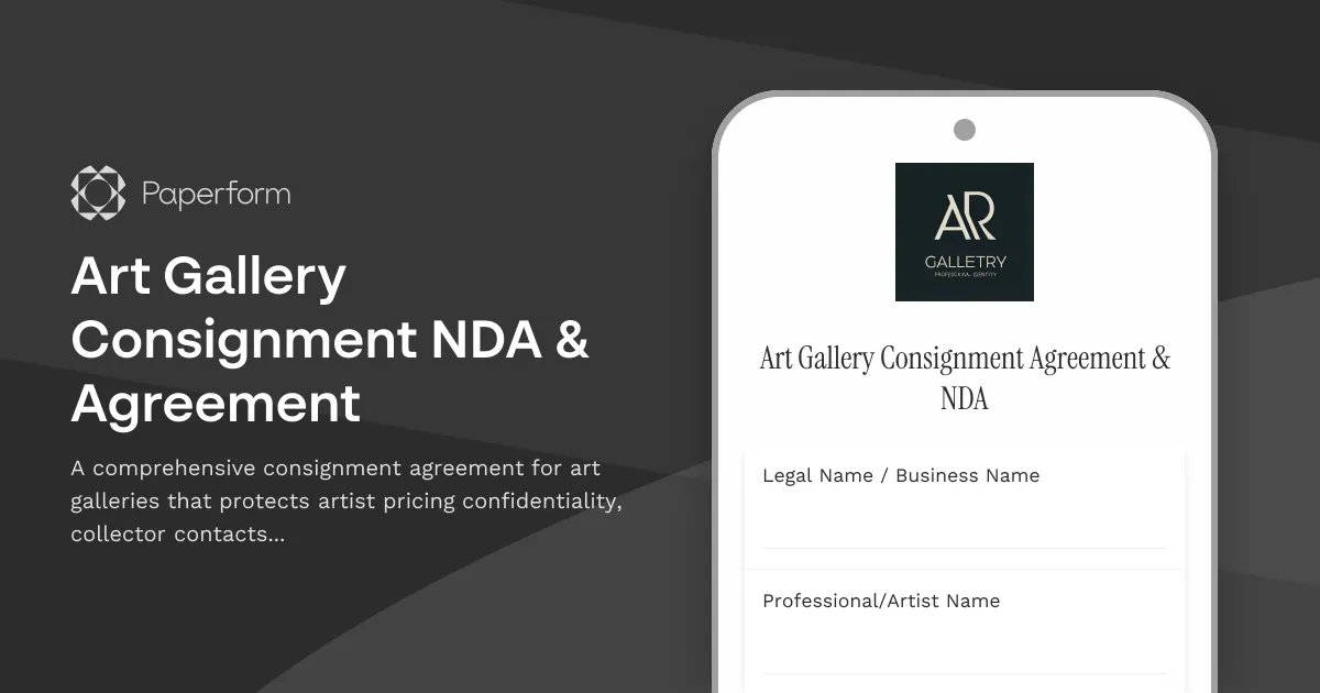 Art Gallery Consignment NDA & Agreement