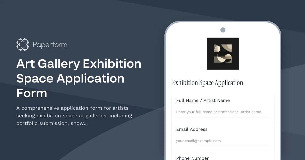 Art Gallery Exhibition Space Application Form