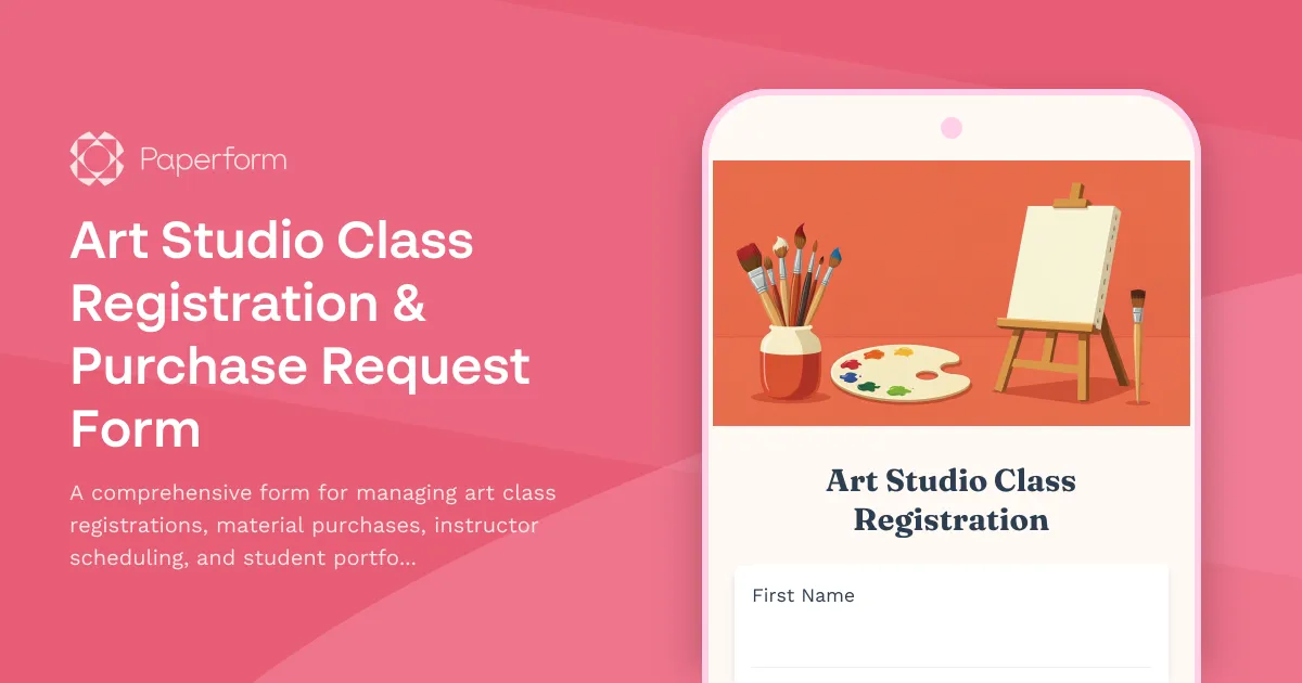 Art Studio Class Registration & Purchase Request Form