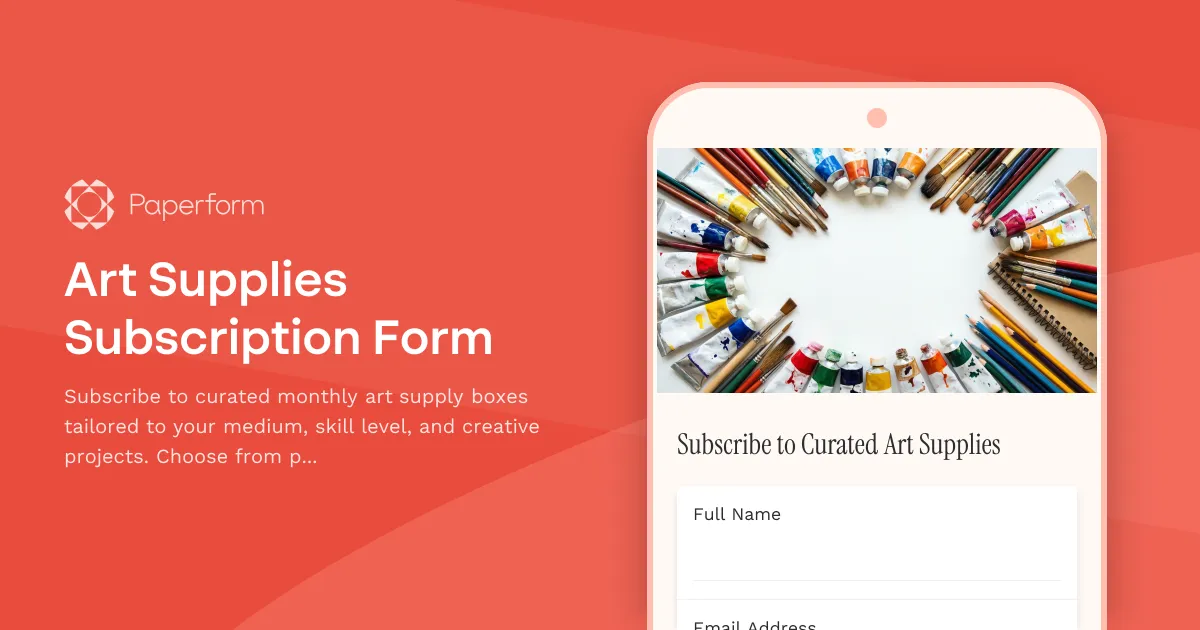 Art Supplies Subscription Form