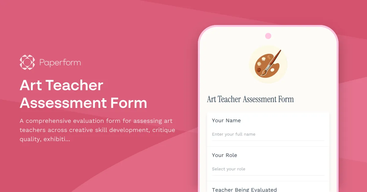 Art Teacher Assessment Form