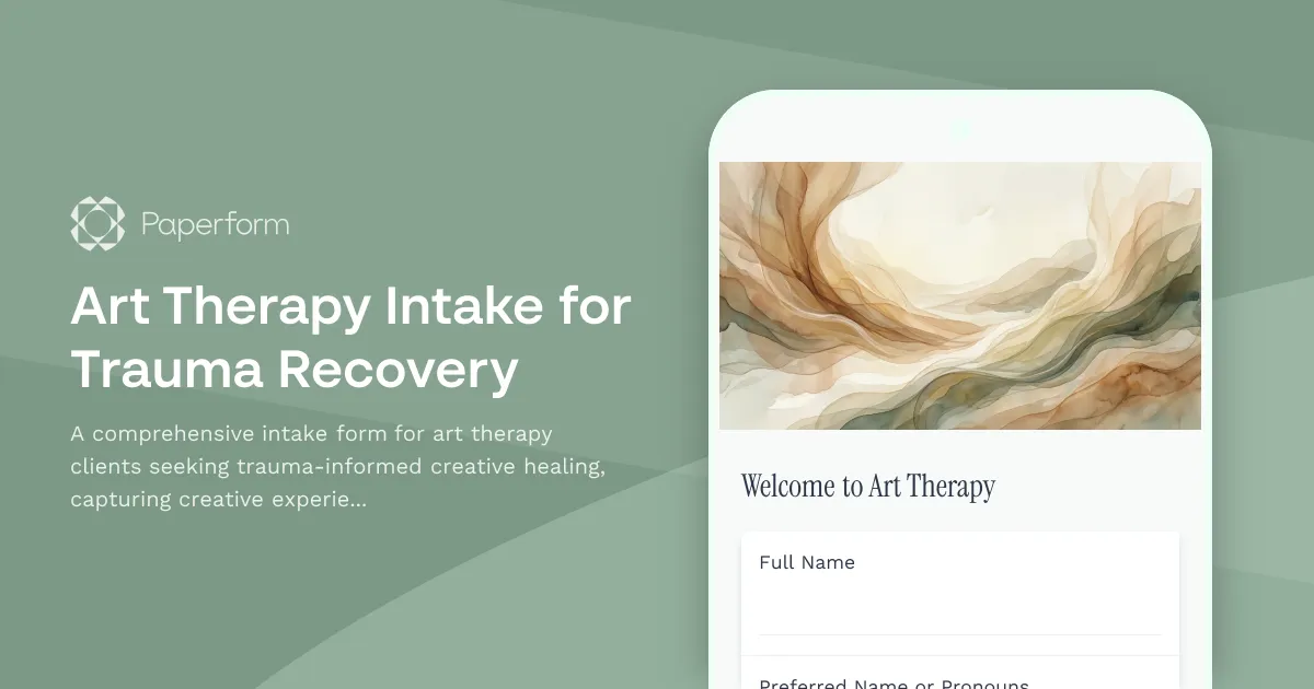 Art Therapy Intake for Trauma Recovery