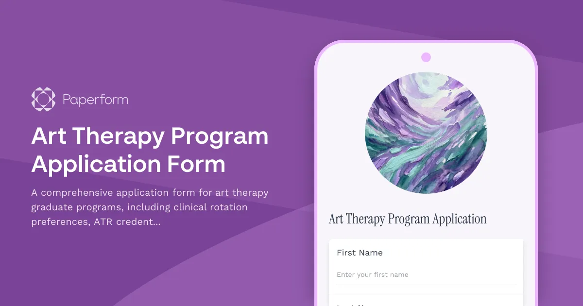 Art Therapy Program Application Form