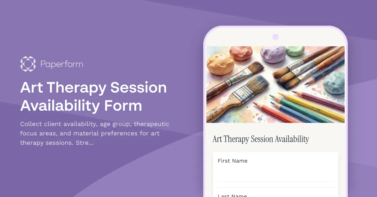 Art Therapy Session Availability Form