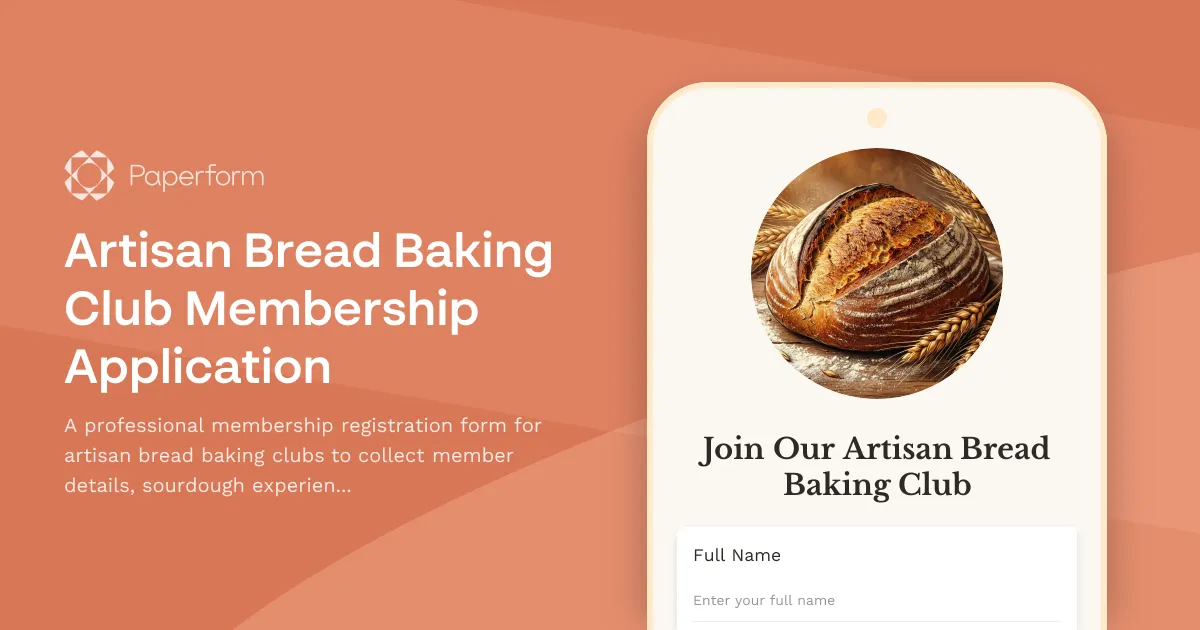 Artisan Bread Baking Club Membership Application