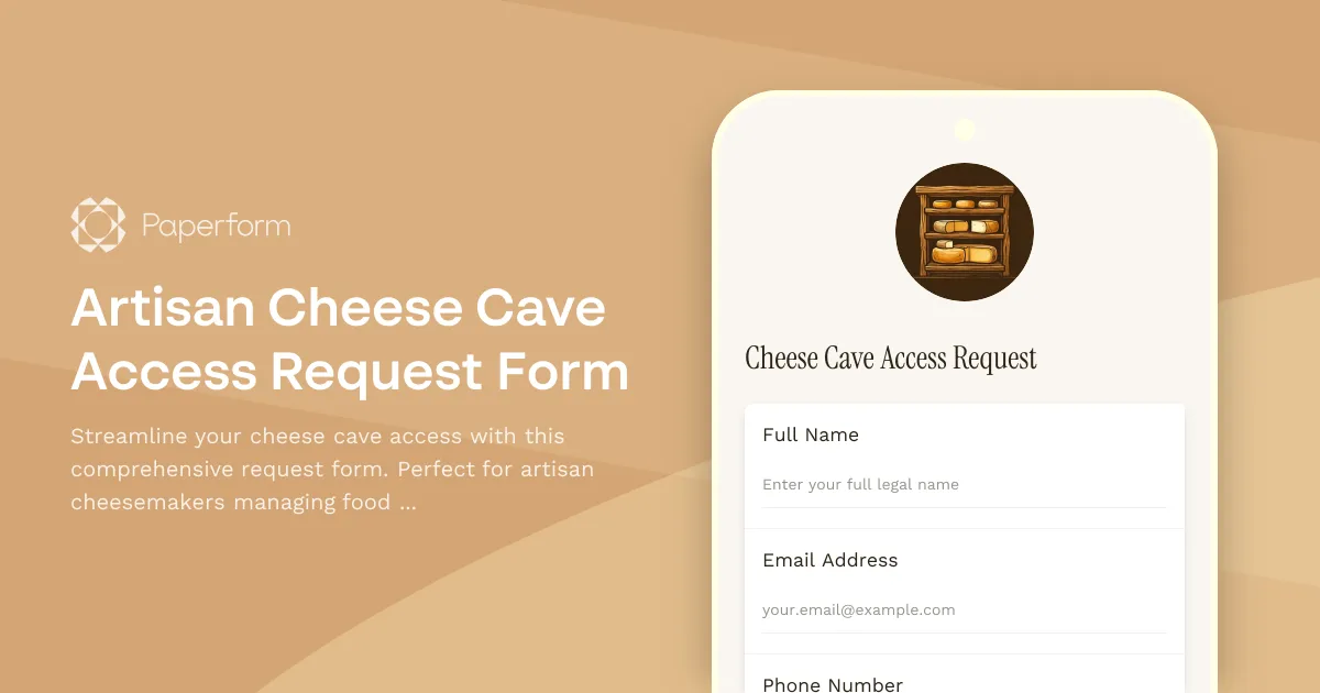 Artisan Cheese Cave Access Request Form