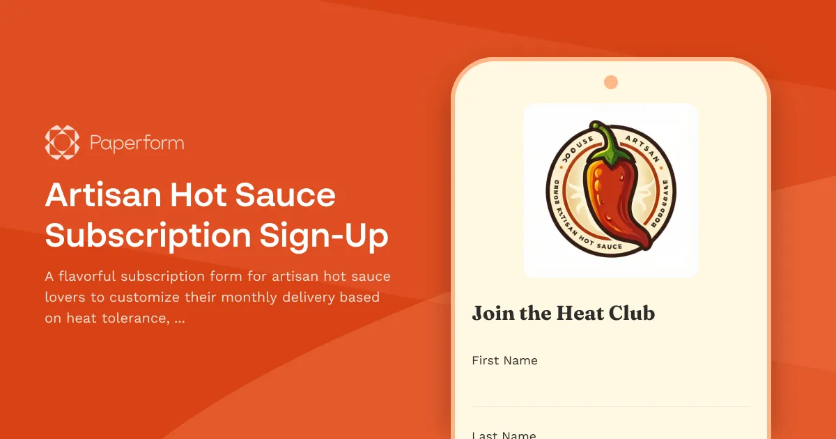 Artisan Hot Sauce Subscription Sign-Up