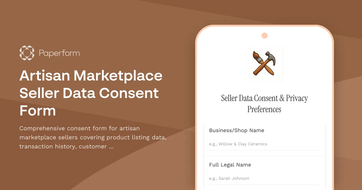 Artisan Marketplace Seller Data Consent Form