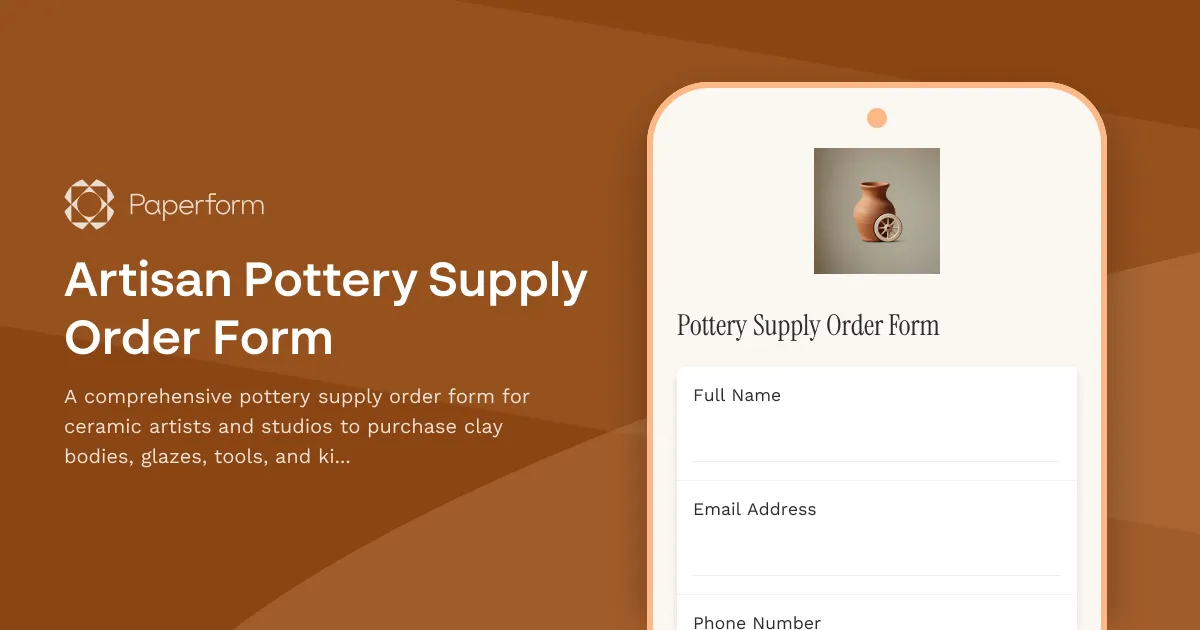 Artisan Pottery Supply Order Form