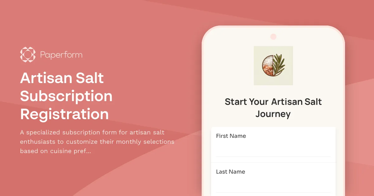 Artisan Salt Subscription Registration