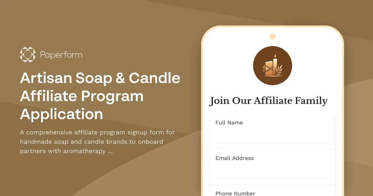 Artisan Soap & Candle Affiliate Program Application