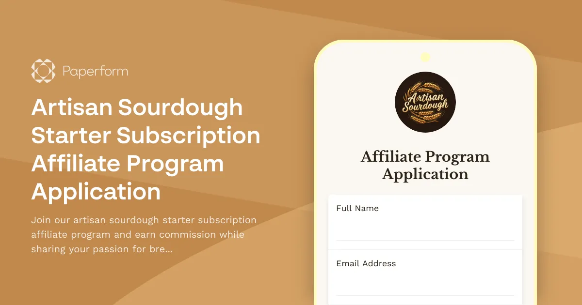 Artisan Sourdough Starter Subscription Affiliate Program Application