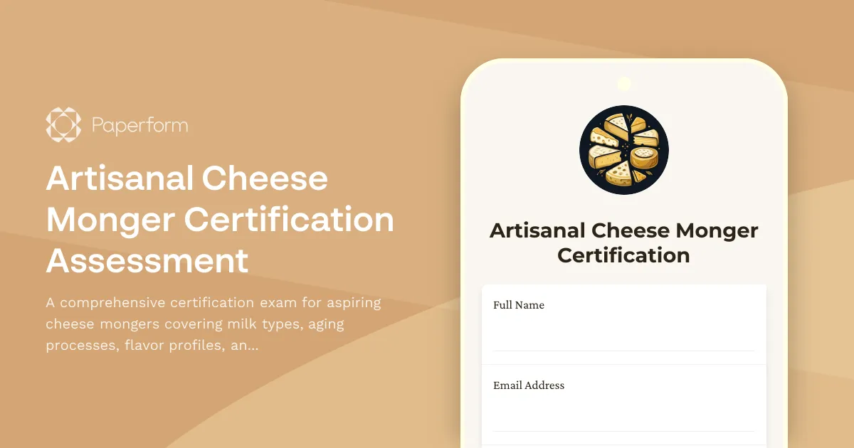 Artisanal Cheese Monger Certification Assessment