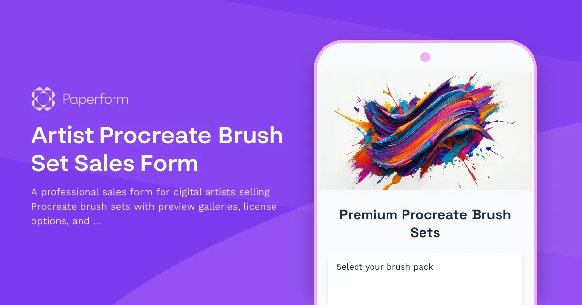 Artist Procreate Brush Set Sales Form
