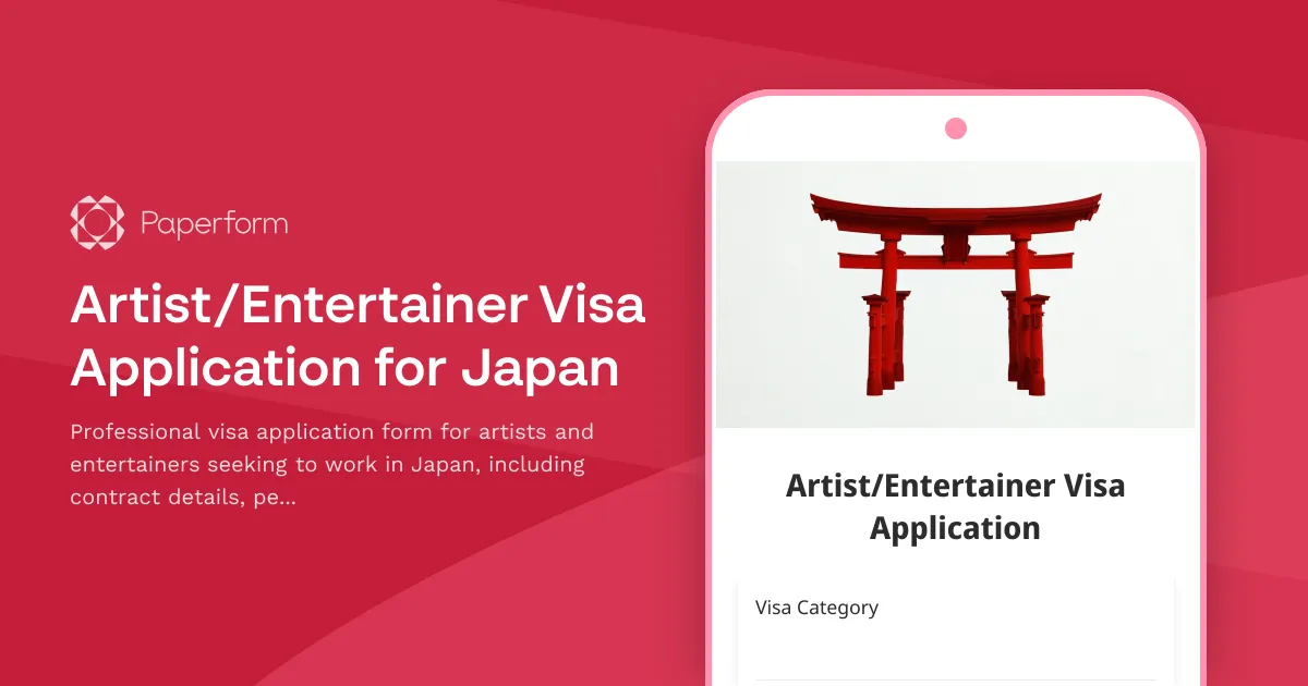 Artist/Entertainer Visa Application for Japan