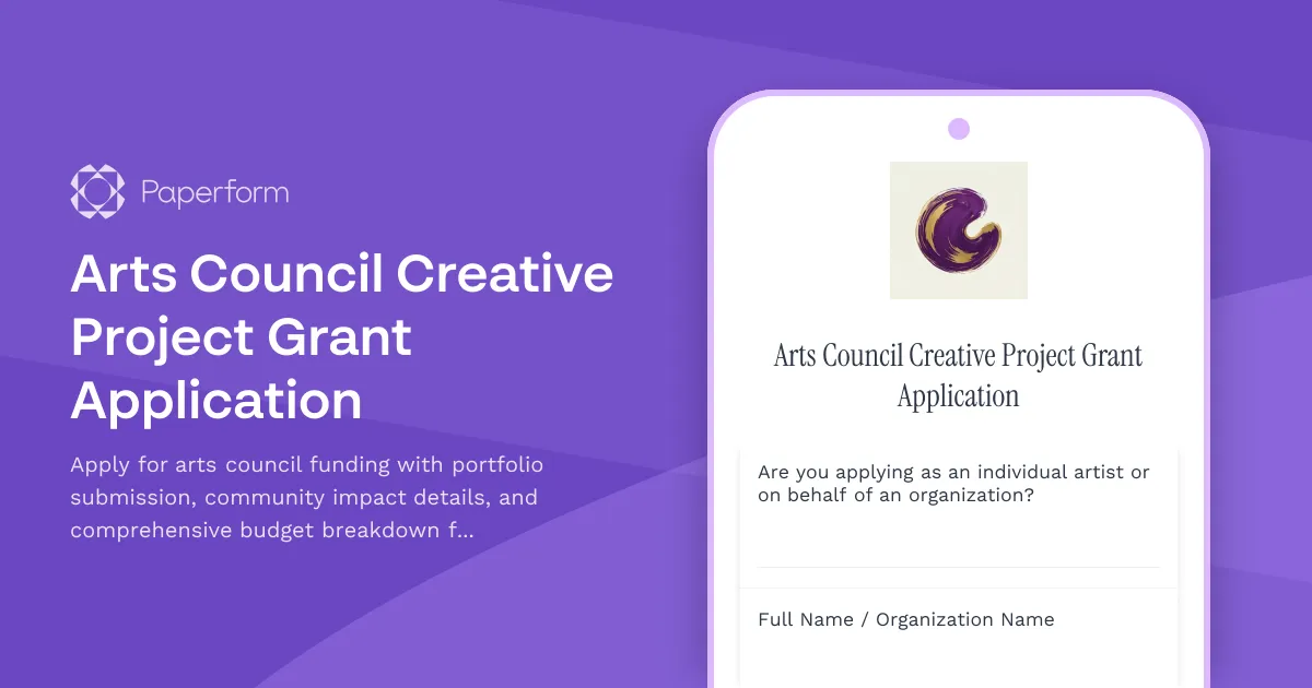 Arts Council Creative Project Grant Application