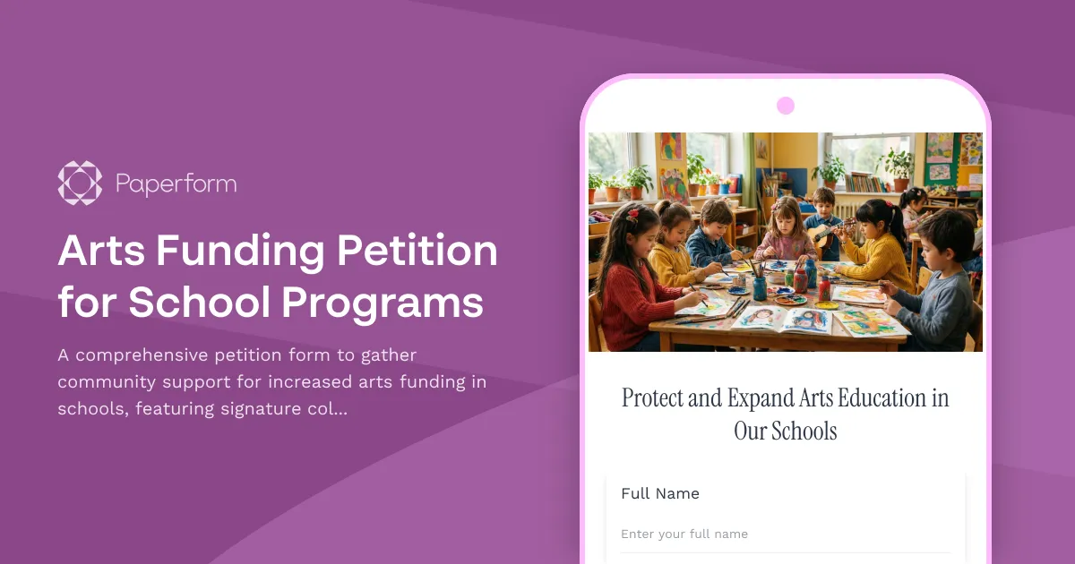 Arts Funding Petition for School Programs