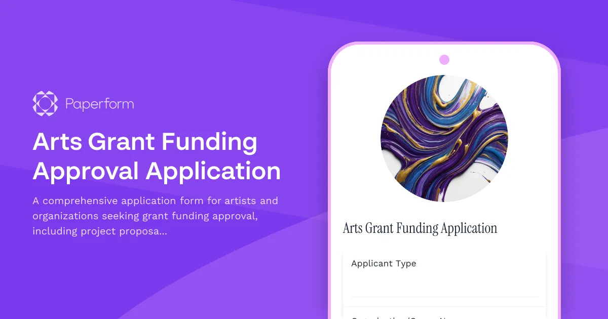 Arts Grant Funding Approval Application