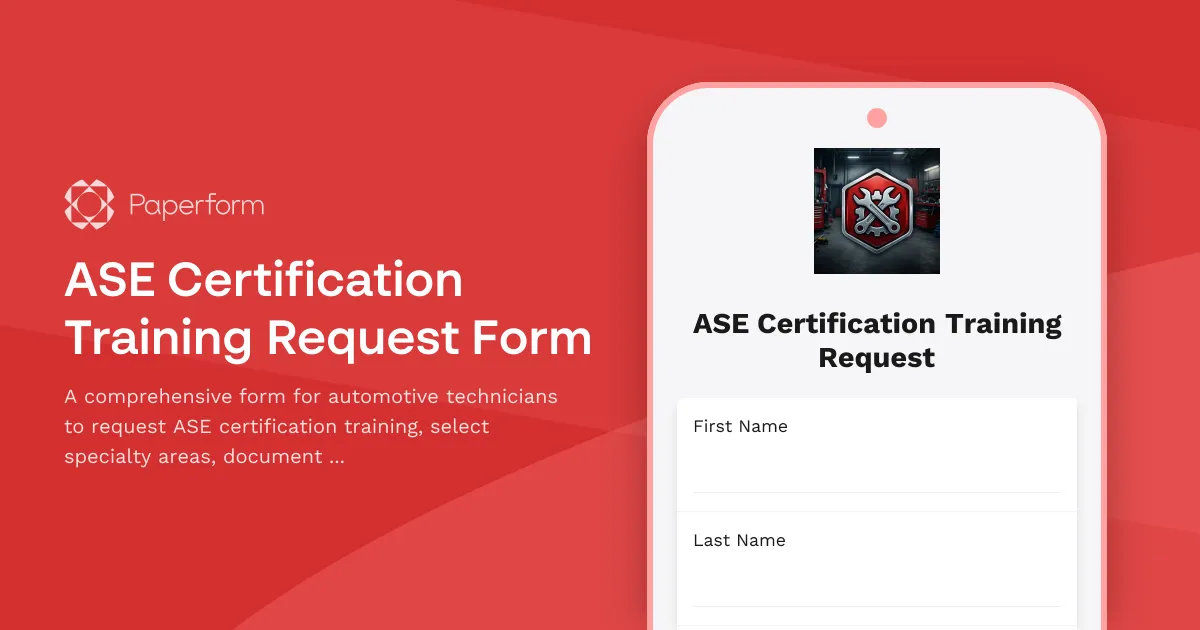 ASE Certification Training Request Form