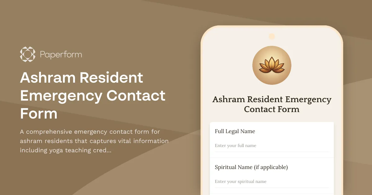 Ashram Resident Emergency Contact Form