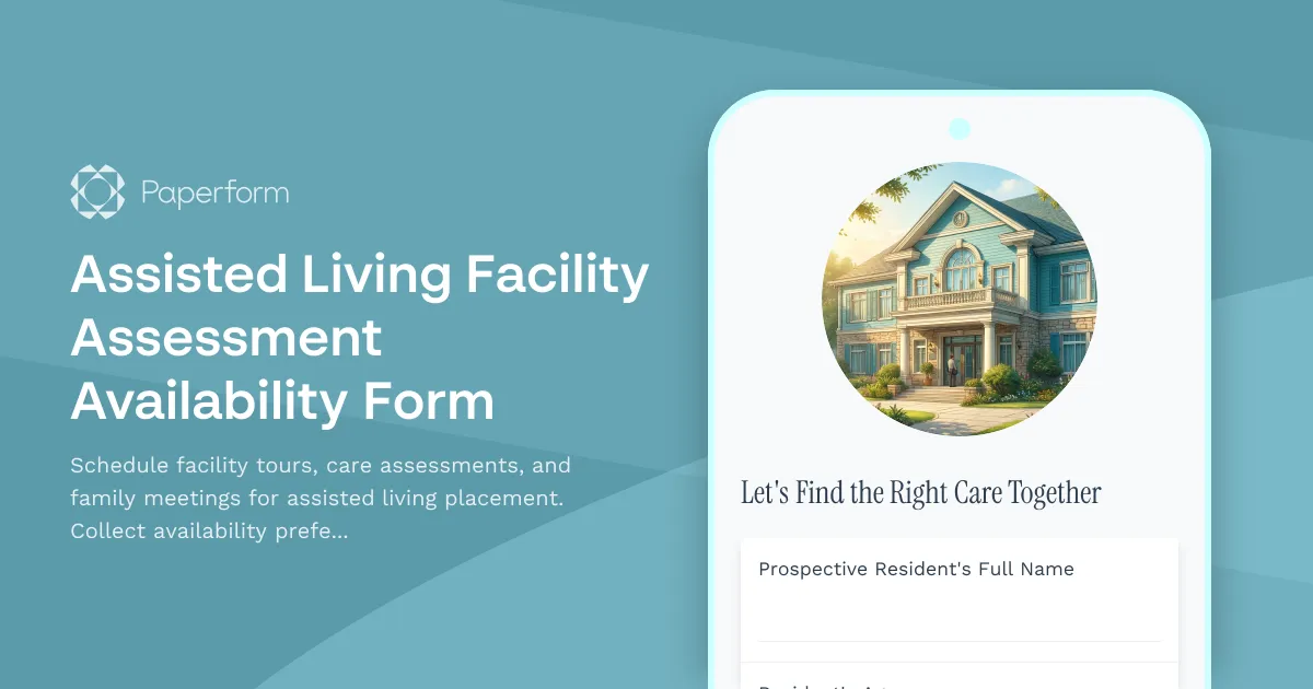 Assisted Living Facility Assessment Availability Form