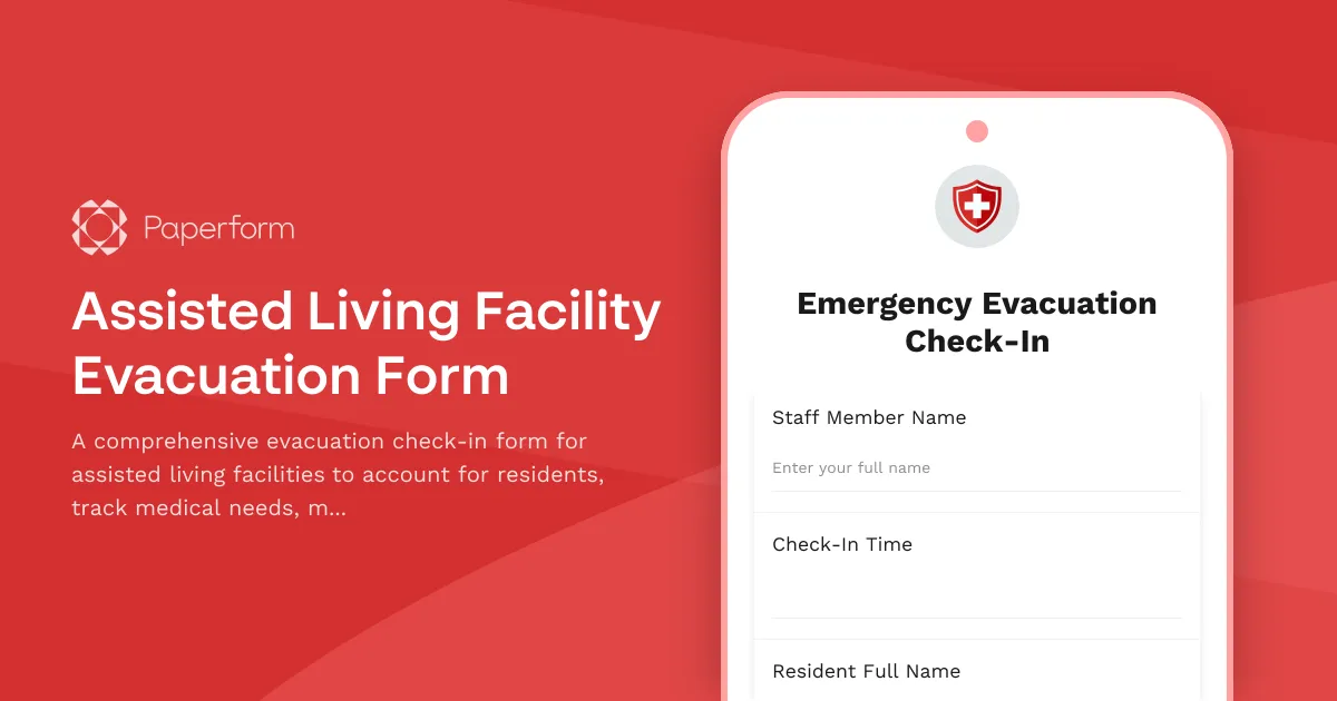 Assisted Living Facility Evacuation Form
