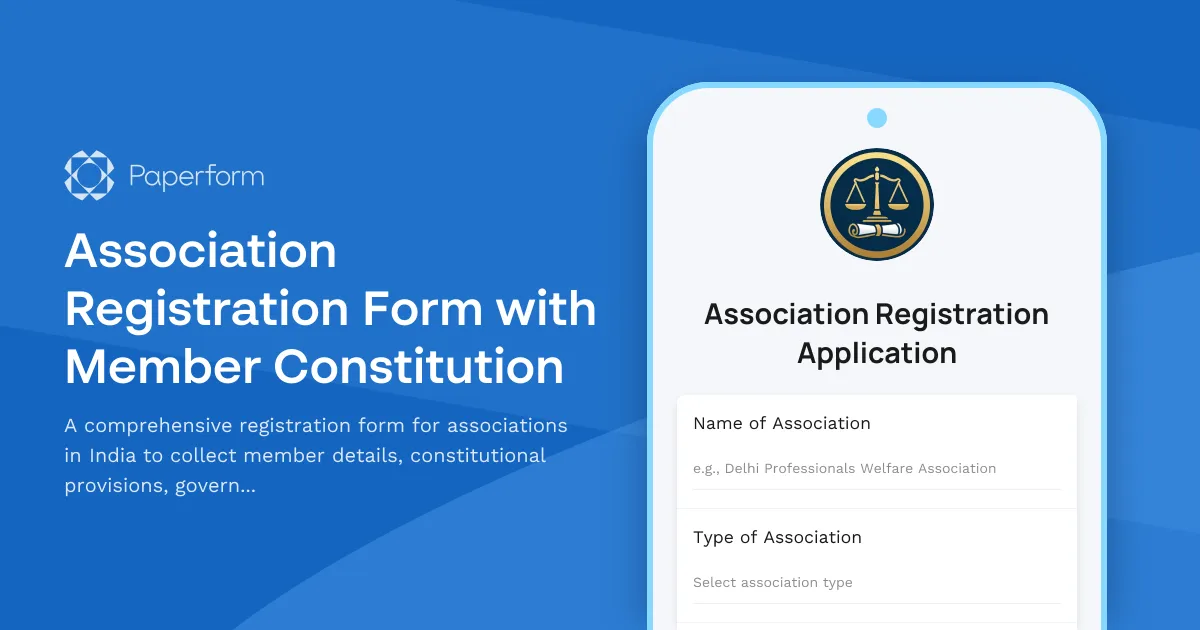 Association Registration Form with Member Constitution