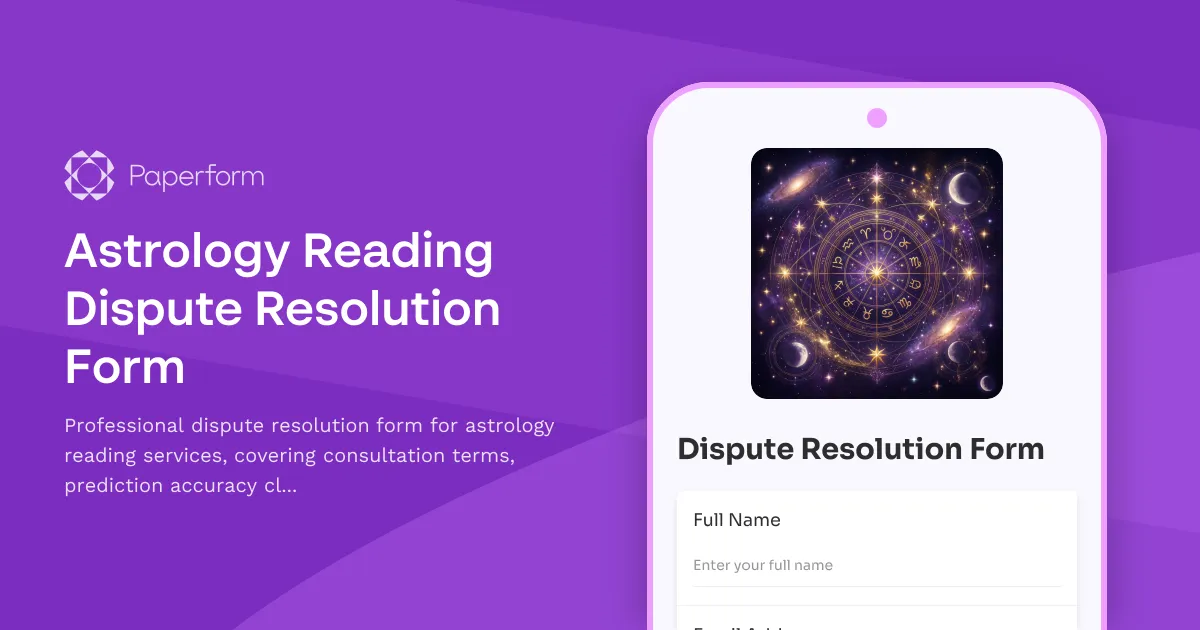 Astrology Reading Dispute Resolution Form