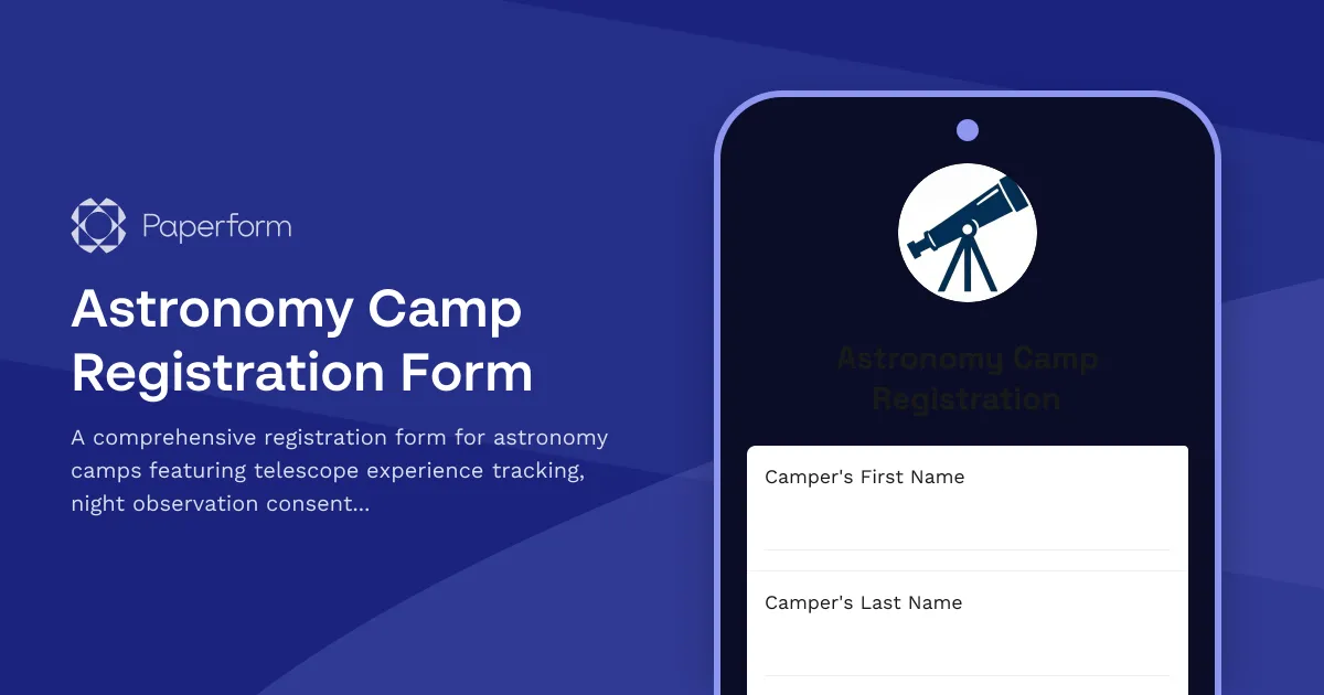 Astronomy Camp Registration Form