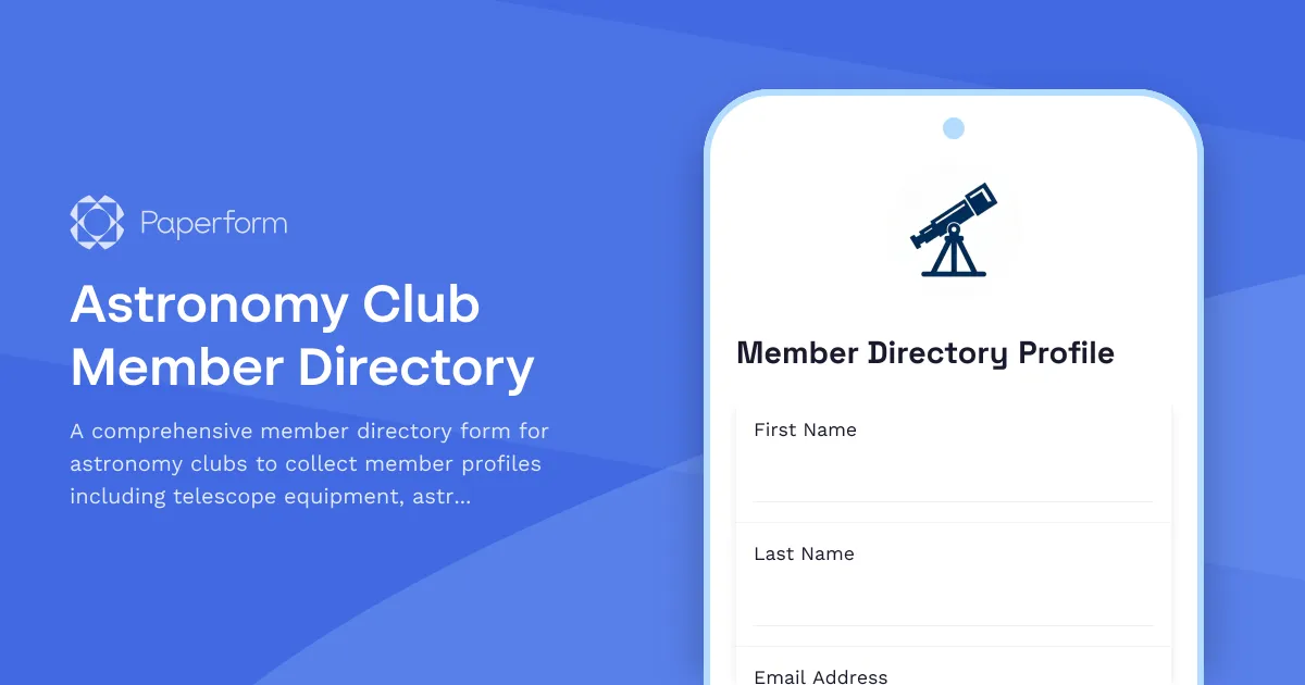 Astronomy Club Member Directory
