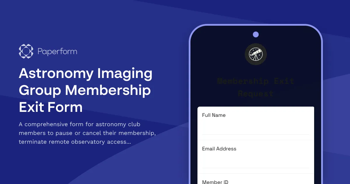 Astronomy Imaging Group Membership Exit Form