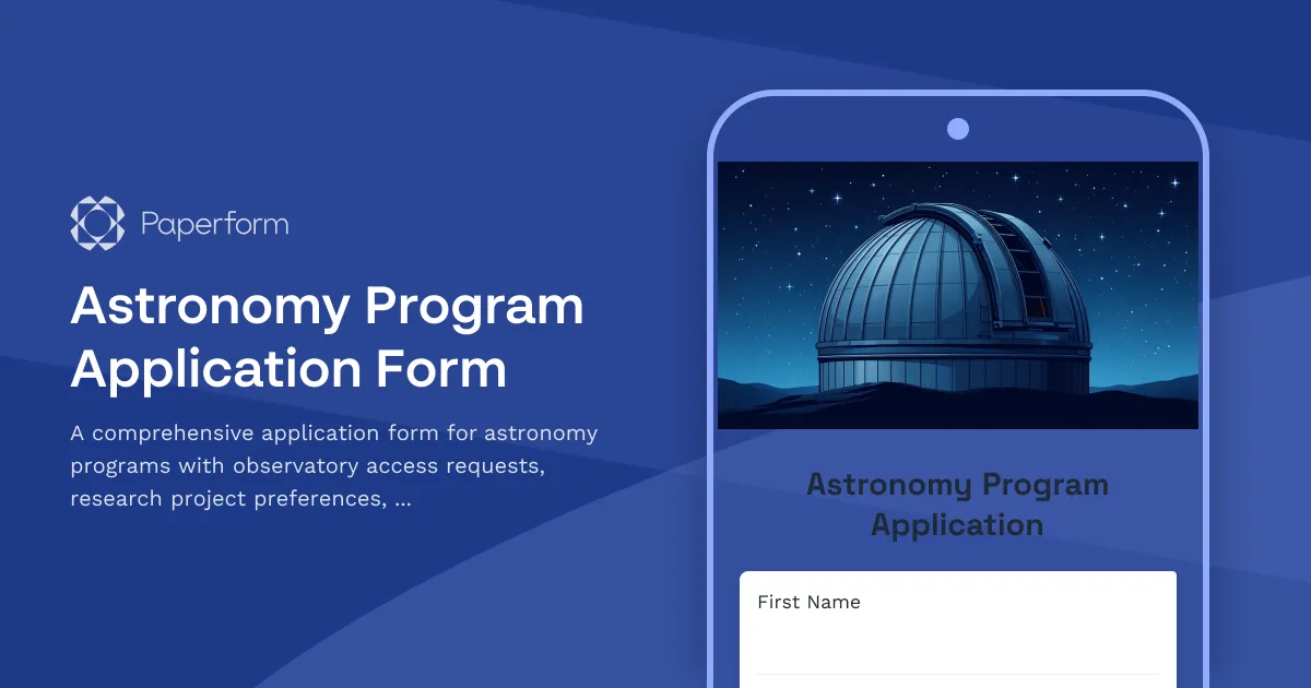 Astronomy Program Application Form