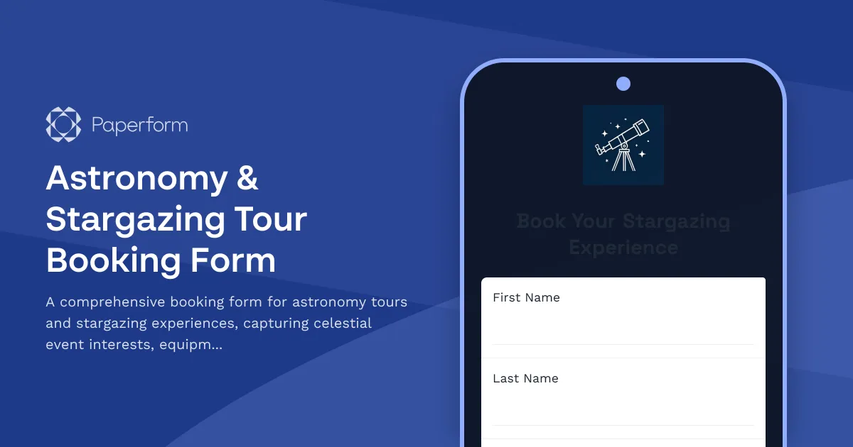 Astronomy & Stargazing Tour Booking Form