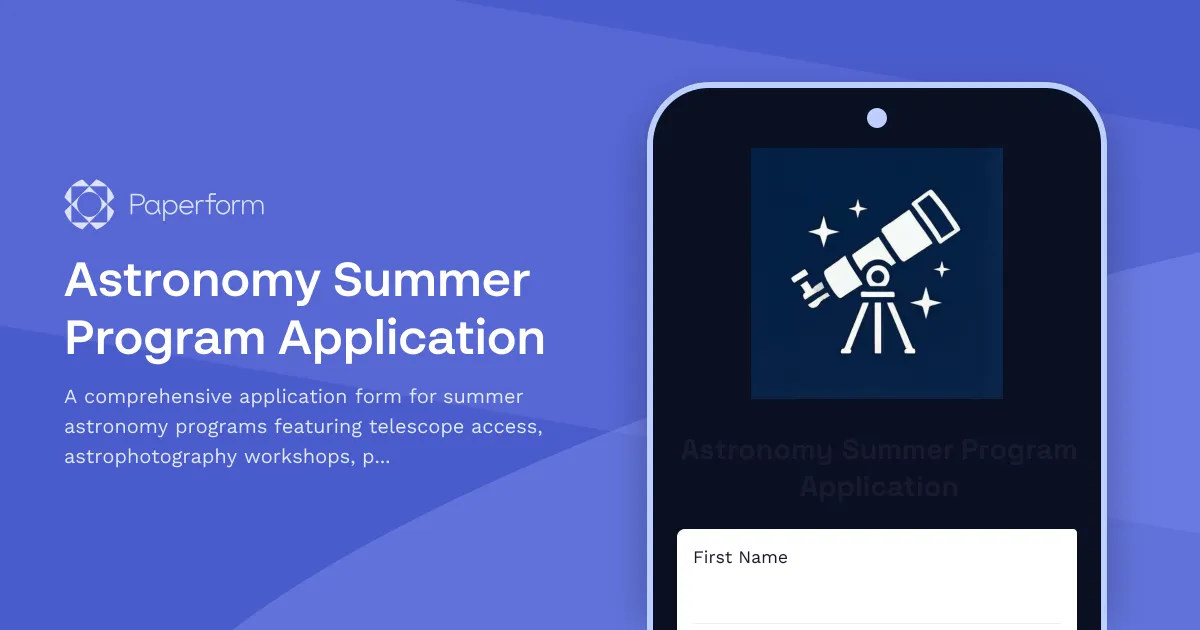Astronomy Summer Program Application