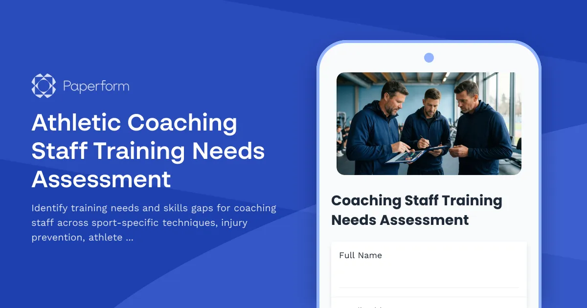 Athletic Coaching Staff Training Needs Assessment