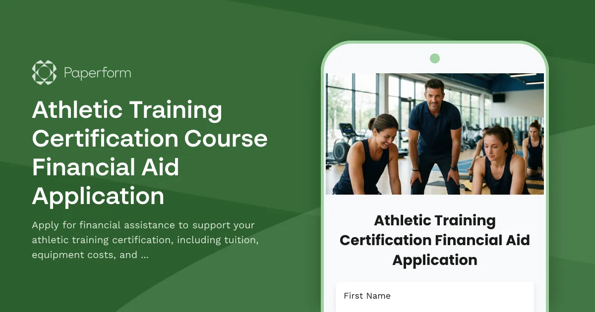 Athletic Training Certification Course Financial Aid Application