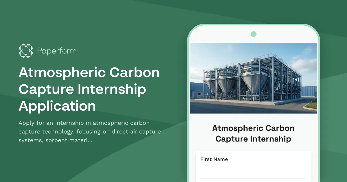 Atmospheric Carbon Capture Internship Application