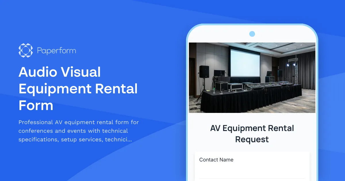Audio Visual Equipment Rental Form