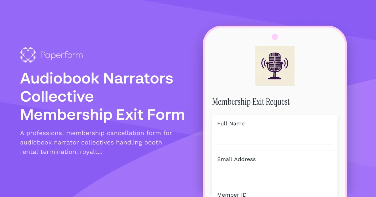Audiobook Narrators Collective Membership Exit Form