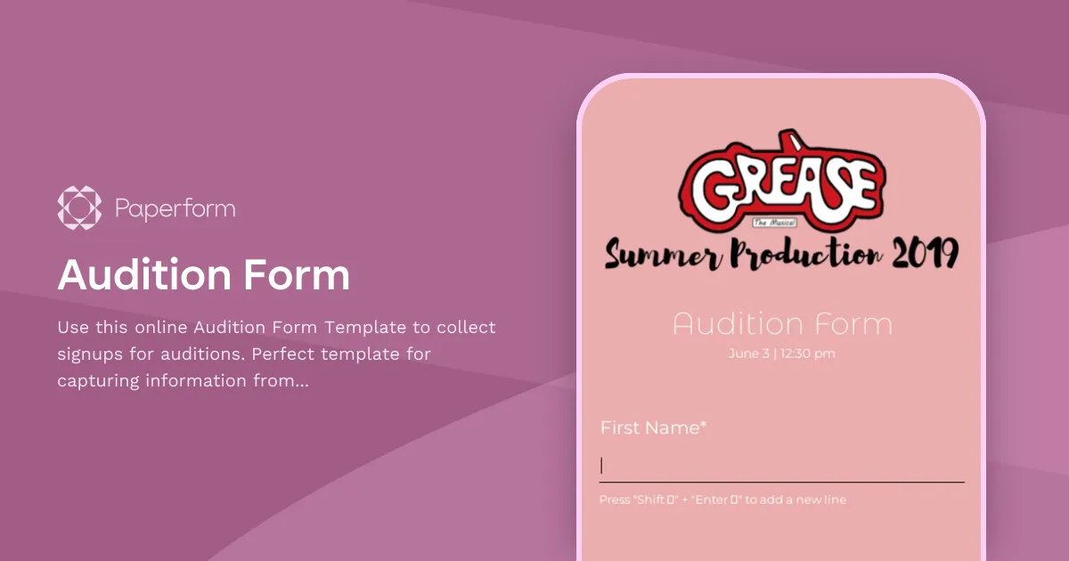 Audition Form