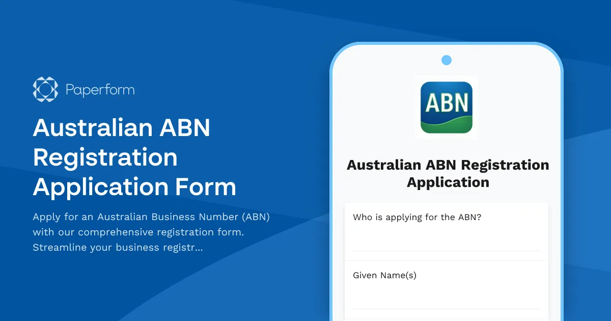 Australian ABN Registration Application Form
